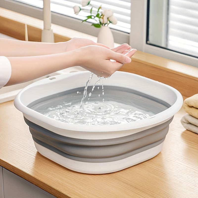 Balde de Lavandería Portátil Plegable - Cuello Resistente, Cubo Ahorrador de Espacio para Apartamentos, RV y Viajes, Hogar - Sin Necesidad de Electricidad, Fácil Limpieza para Baño de Pies, Lavado Manual y Uñas - Ideal para Espacios Pequeños y Uso Móvil,