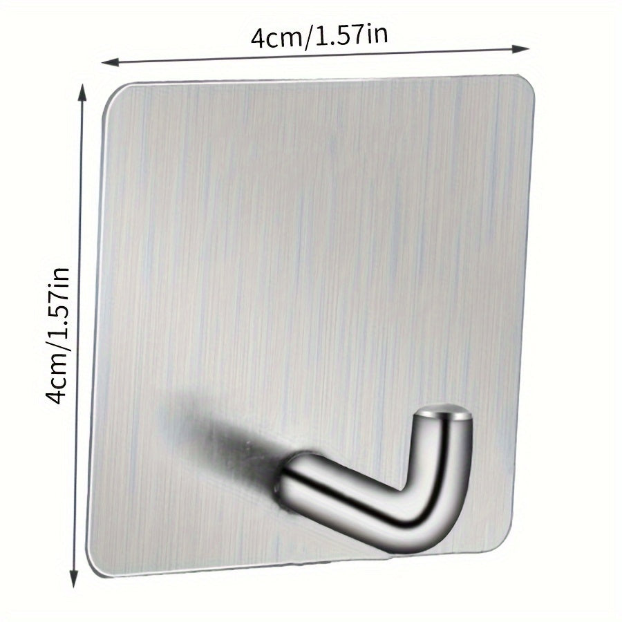 5/21pcs Ganchos Adhesivos de Acero Inoxidable, Ganchos de Pared Fuertes Sin Taladro para Baño, Cocina, Puerta, Ganchos para Toallas y Abrigos de Alta Resistencia, Estilo Contemporáneo, Ganchos de Utilidad