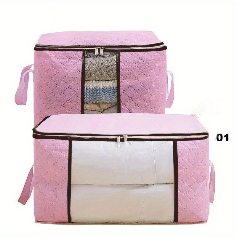 1 Bolsa De Almacenamiento Grande Organizador De Ropa Con Asa Reforzada, Contenedores De Almacenamiento Para Ropa De Cama, Edredones, Ropa, Armario, Ventana Transparente, Cremalleras Resistentes
