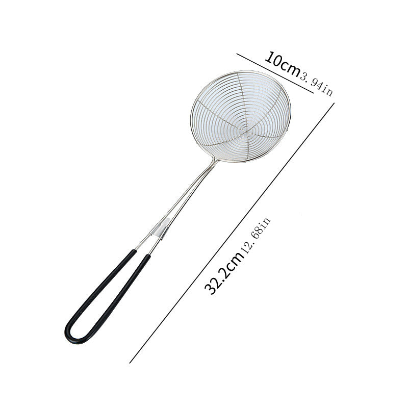 1pc Cuchara Colador de Acero Inoxidable, Cucharón de Cocina Multiusos para Olla Caliente, Tienda de Té con Leche, Escurridor de Dumplings, Uso Doméstico - Colador Metálico Duradero con Mango