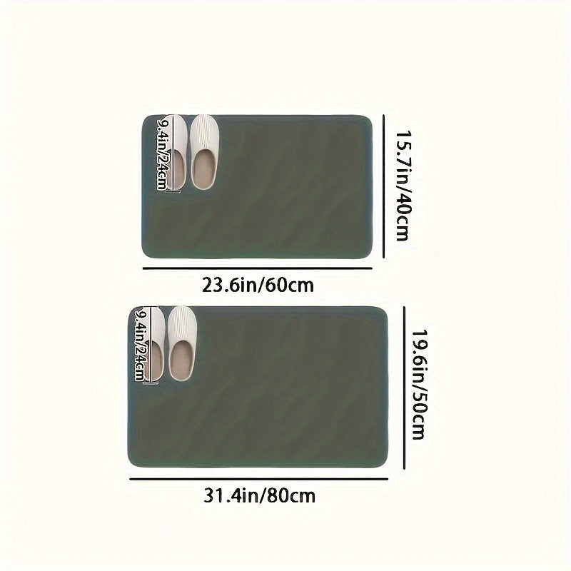 Alfombra de baño de lodo de diatomeas súper absorbente - Alfombra de piso de secado rápido, suave y cómoda, ideal para baños, duchas, lavanderías, dormitorios, salas, entradas y cocinas, lavable a máquina y a mano