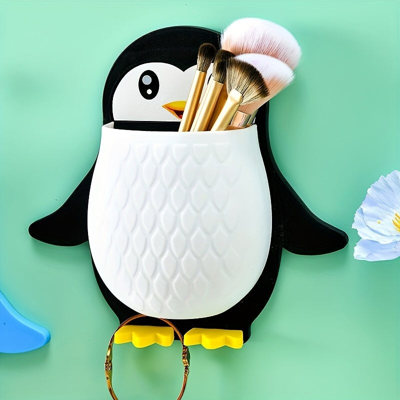 Estante De Almacenamiento De Pingüino, Caja De Almacenaje Para Maquillaje, Cepillo De Dientes Para Dormitorio, Baño, Acabado De Cabecera, Estante De Almacenamiento Montado En La Pared, Esencial Para El Hogar, 1 Ud.