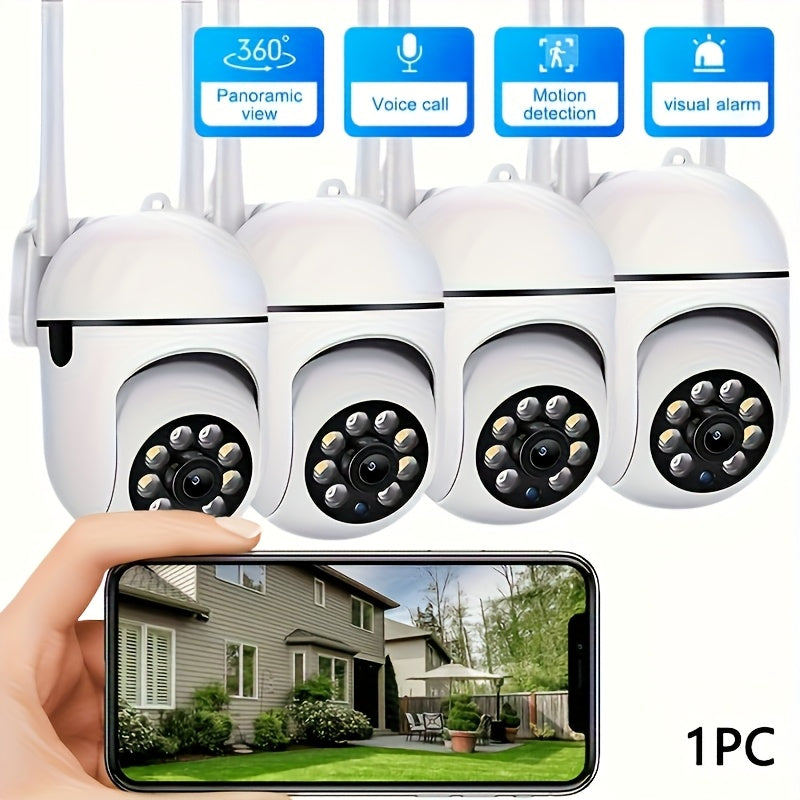 Camara de vigilancia inteligente inalámbrica Wi-Fi con rotación 360° (horizontal/vertical/zoom), visión nocturna en color, audio bidireccional y seguimiento de movimiento, resolución Full HD 1080P, regalo de Navidad (tarjeta SD no incluida, se vende por