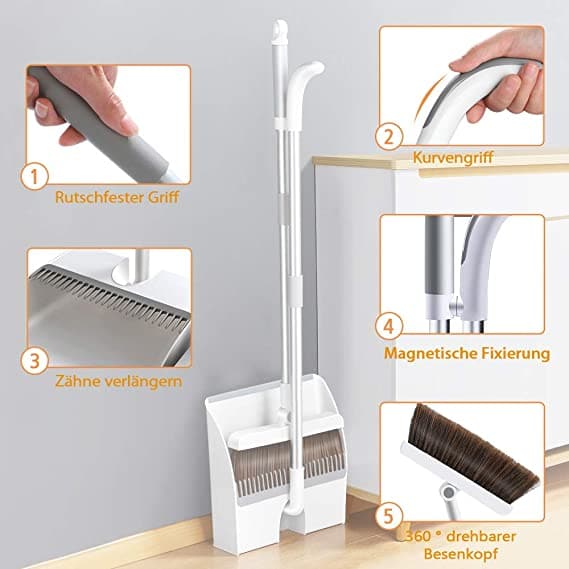 Escoba y recogedor magnetico plegable 2 en 1
