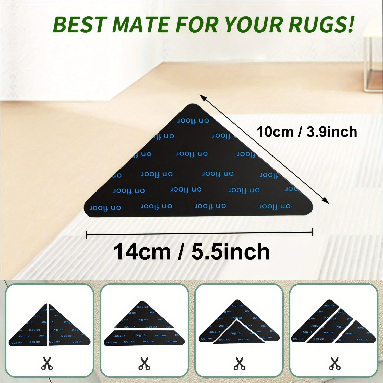 1/4pcs Agarraderas De Alfombras, Pegatinas De Fijación Antideslizantes, Alfombrillas Antideslizantes Para Pisos De Madera Dura, Pisos De Mármol De Baldosas, Clips De Alfombra Adhesivos De Doble Cara Mantienen La Esquina Plana, Cinta Adhesiva Removible Pa