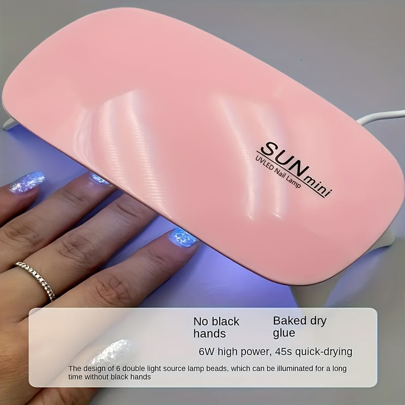 Secador de uñas mini LED para esmalte de gel - Dispositivo compacto alimentado por USB para manicura y cuidado de uñas con diseño portátil, luz de esmalte de gel sin alcohol para uso en salones y hogares, suministros de arte de uñas, estética moderna, co