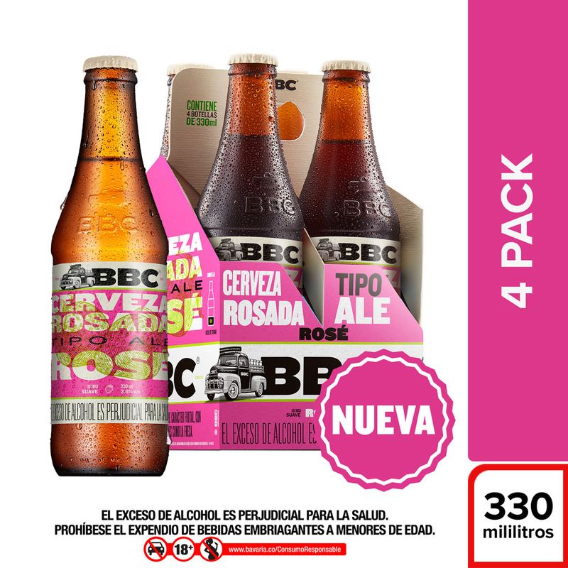 CERVEZA BBC 300ML BOTELLA ROSE