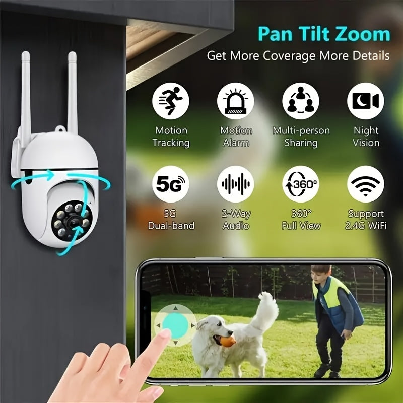 OURLIFE Cámara de seguridad inteligente WiFi inalámbrica 1080P Full HD: Wi-Fi, pan/tilt/zoom, visión nocturna en color, audio bidireccional, seguimiento de movimiento - ideal para monitoreo de mascotas, uso interior/exterior | Alimentación por USB