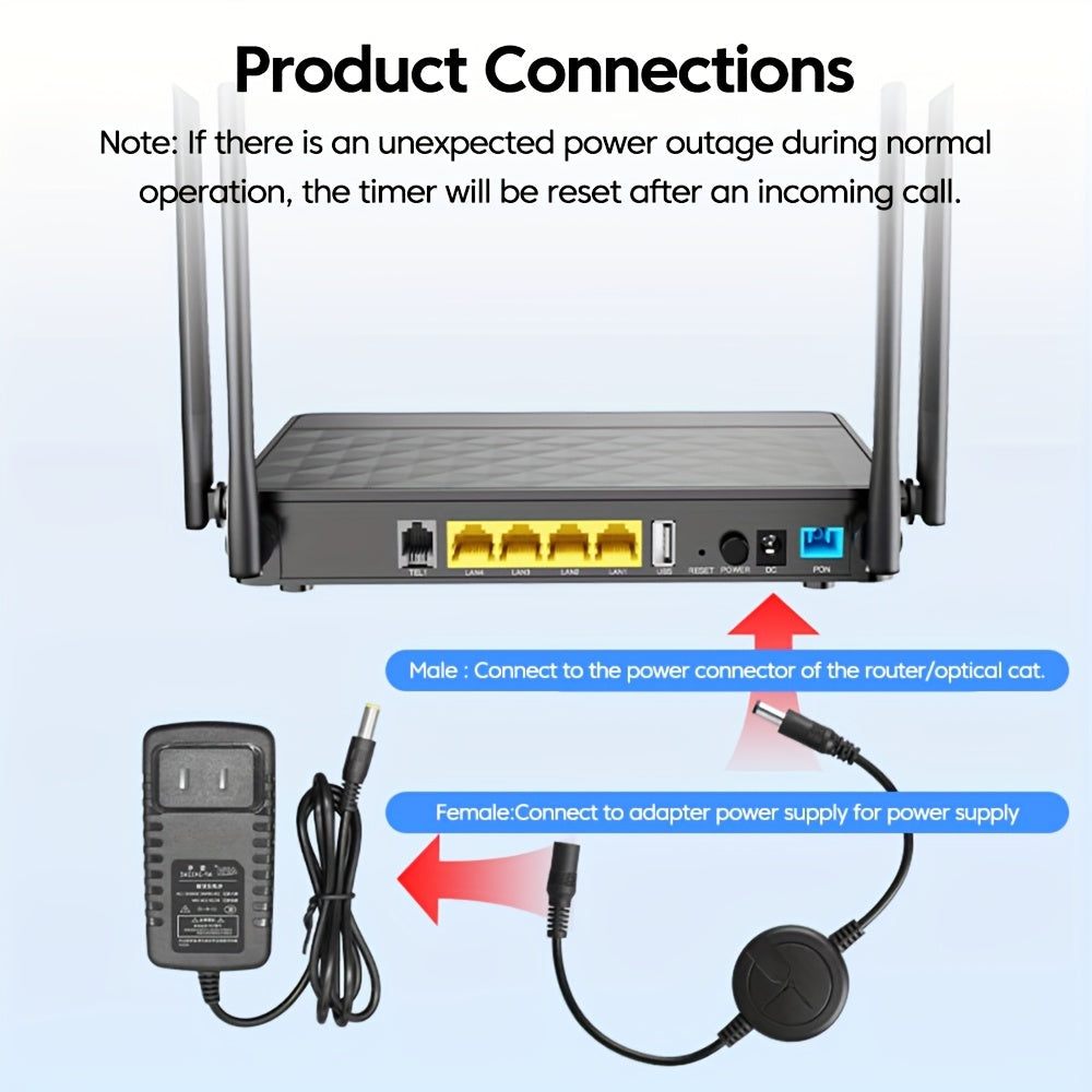 Routers/Optical Cat Auto Reinicio de Línea 72H Apagado Automático y Reinicio de Dispositivos Inteligentes Conector DC5.5X2.1Mm Equipo de Interfaz Reinicio de Circuito Temporizador Controlador Reinicio de Línea