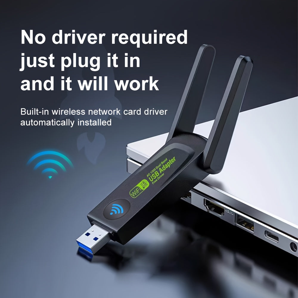 Adaptador inalámbrico USB de doble banda de 1300 Mbps, adaptador WiFi 6 USB, enchufa y juega, alta velocidad de Internet, no se requiere controlador, voltaje de funcionamiento <36V, no se requiere batería.