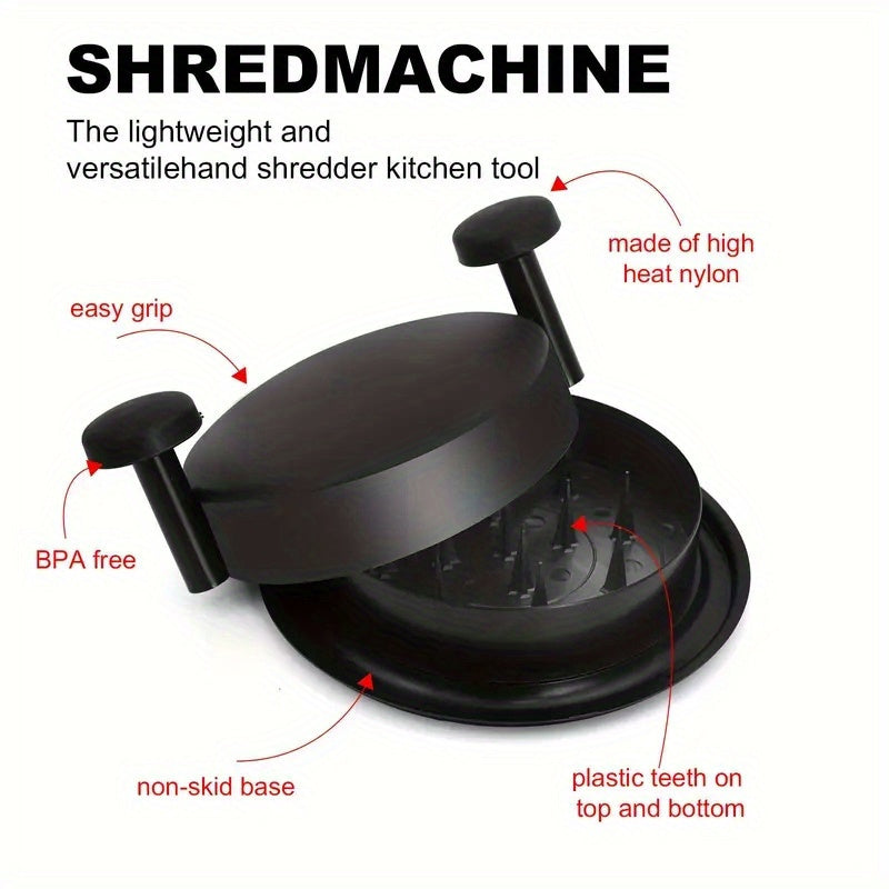 1pc Picadora de Carne y Alimentos Manual - Reutilizable y Apto para Lavavajillas, Base Antideslizante, Mango Ergonómico, Material PP para Pollo, Res, Verduras, Frutos Secos - Accesorio de Cocina Compacto para Preparación de Alimentos