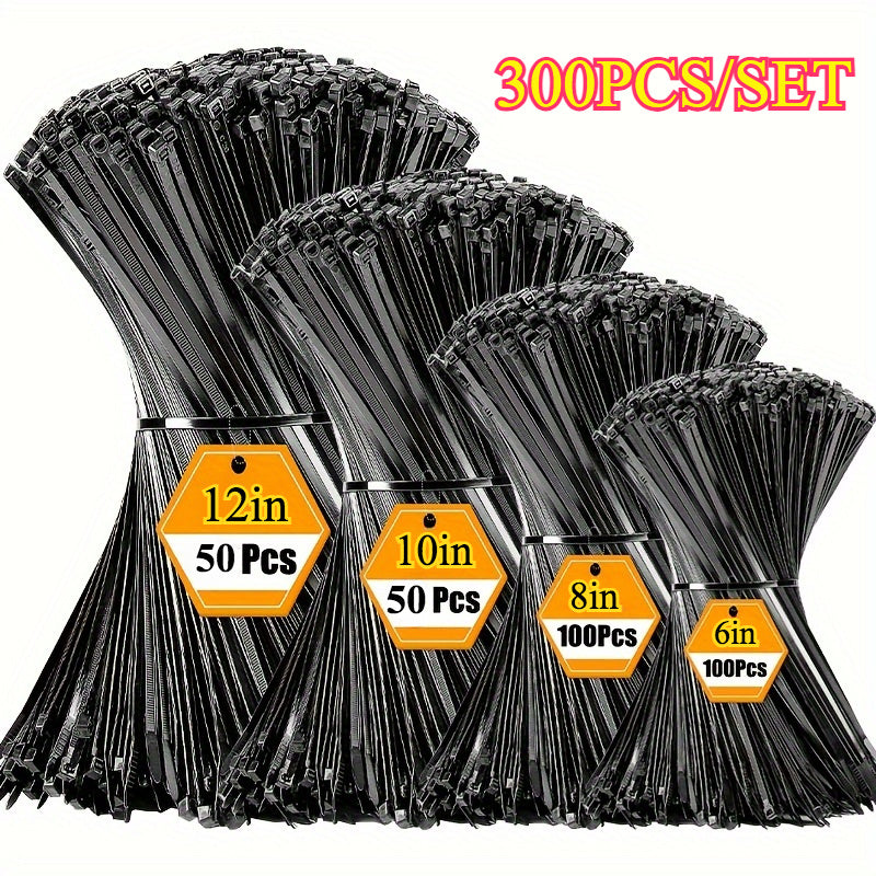 Conjunto de 300 piezas de Correas de Fijación Multiusos, Fuertes y Duraderas, (6, 8, 10, 30.48 cm), Pueden Ser Utilizadas para Agrupar y Fijar en Exteriores y Jardinería, Adecuadas para la Gestión y Almacenamiento de Hogar, Oficina y Materiales