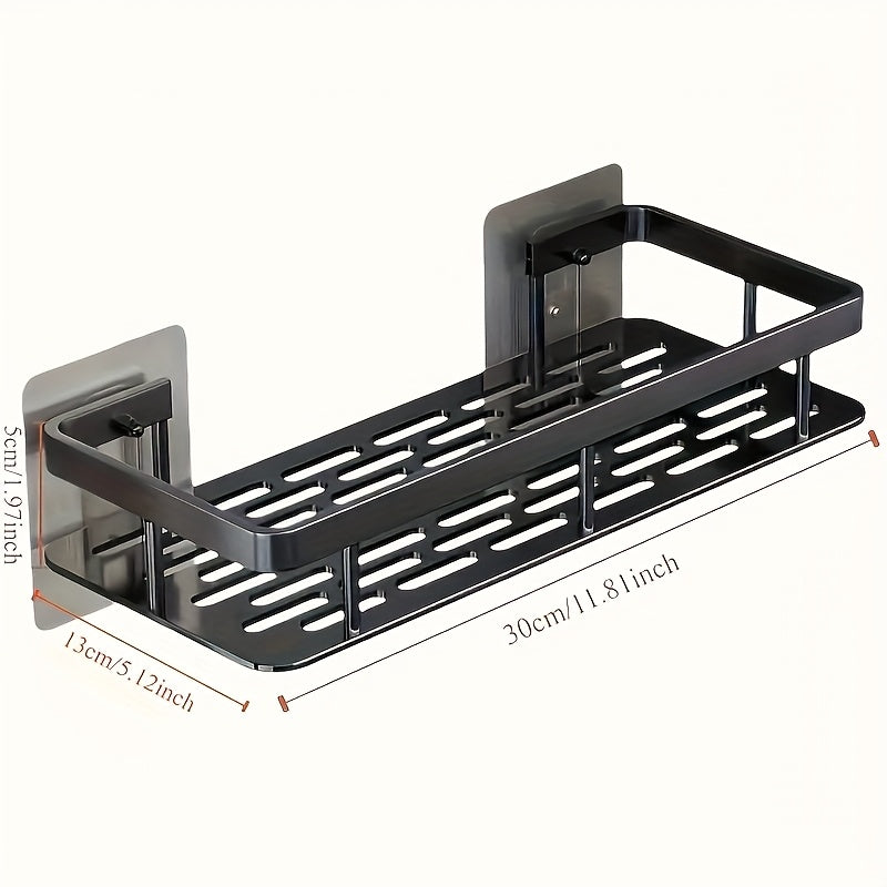 Organizador de ducha montado en la pared, gran capacidad, instalación sin taladro, estante flotante ahorrador de espacio para baño y cocina, fácil de instalar, ideal para guardar artículos de tocador, cosméticos y objetos varios