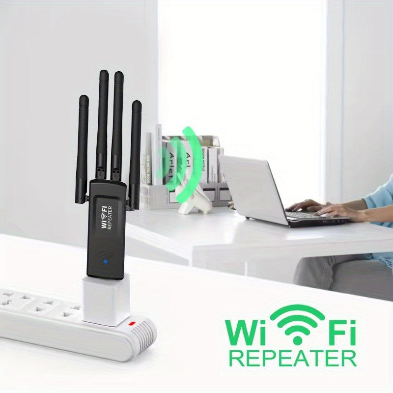 Repetidor inalámbrico USB WiFi de 300 Mbps con 4 antenas - Extensor de rango largo, fácil de usar, soporte para 4K y juegos, adaptador de red para hogar para PC, portátil, Smart TV, router, extensor de red inalámbrica, diseño elegante, construcción durad