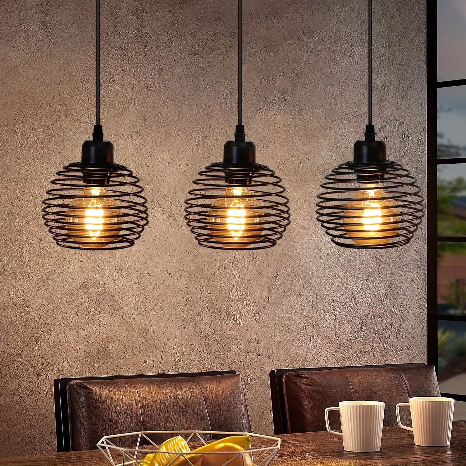 Lámpara colgante estilo vintage, con foco E27, estructura de metal, montaje semiempotrado, brazo ajustable, acabado en negro, ideal para comedor, sala de estar, estudio, restaurante u oficina