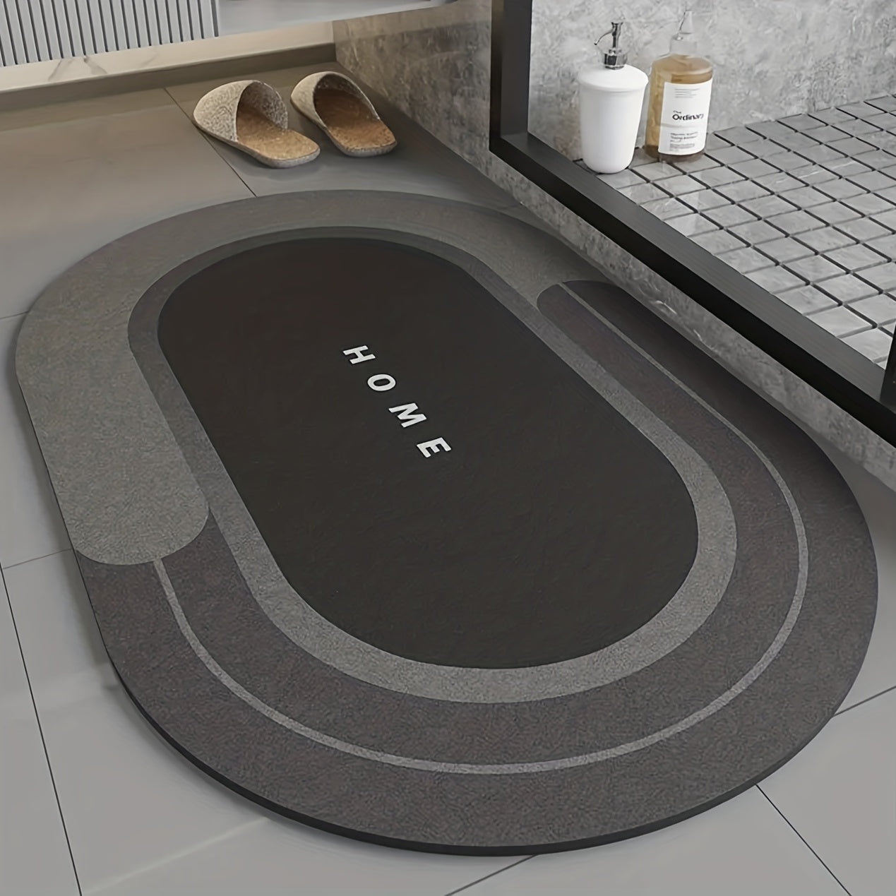 1 ud., Alfombrilla de Baño de Barro de Diatomeas, Tapete Absorbente para Suelo, Alfombra para Inodoro, Alfombrita Lavable Fácil de Limpiar, Alfombra Suave, Base Antideslizante de Goma