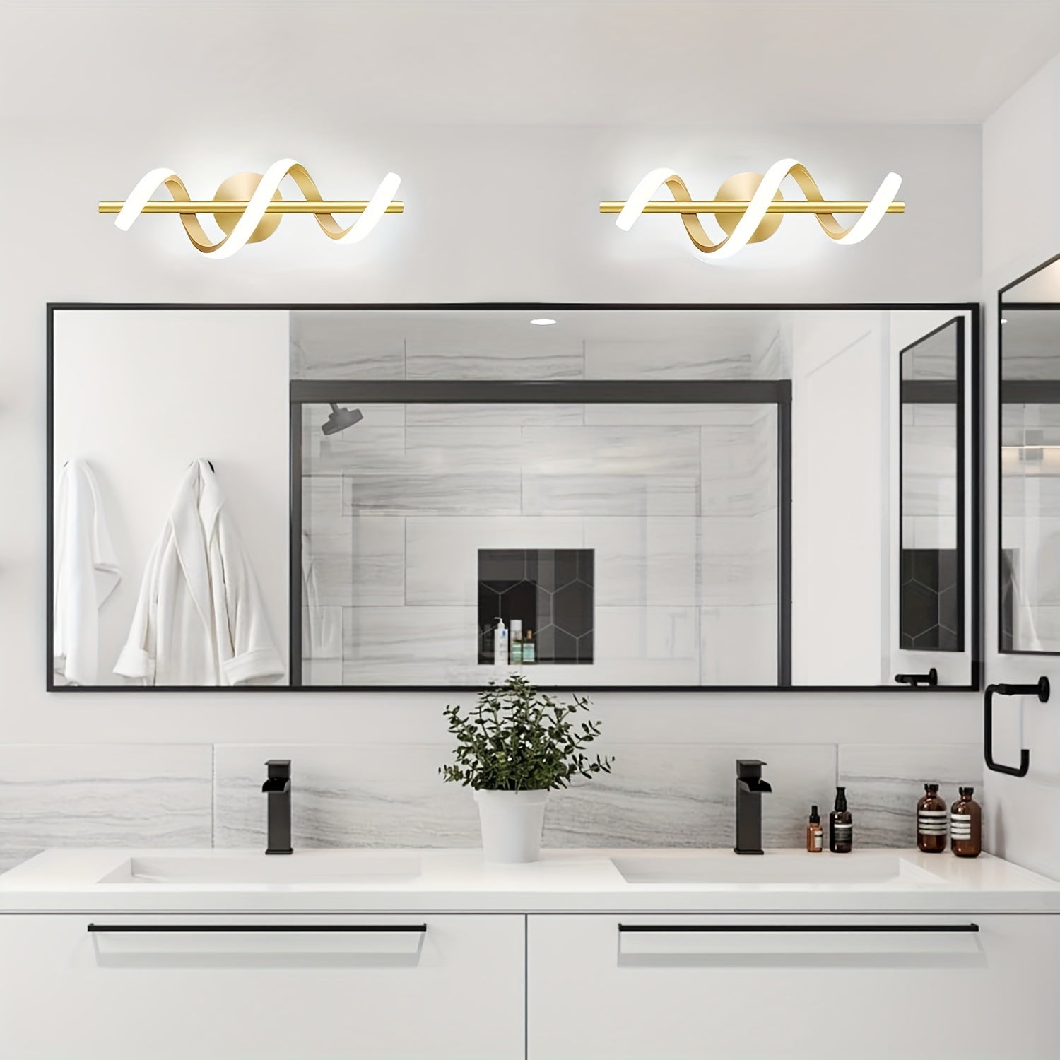 Conjunto de Apliques LED para Pared Interior de 1, Iluminación Espiral Moderna de 12W con Tres Modos de Temperatura de Color para Dormitorio Sala Pasillo Escaleras, Conexión Directa