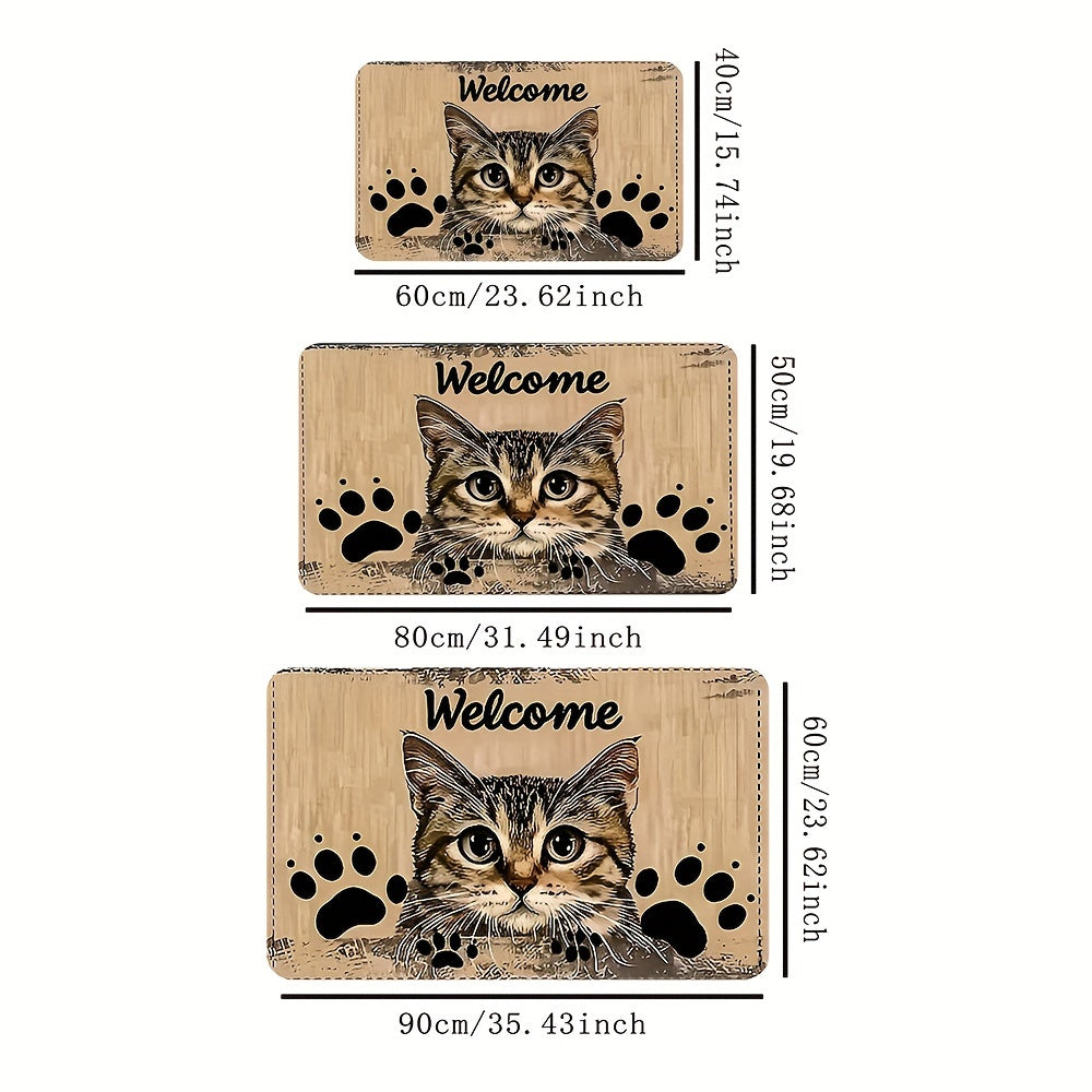 1 alfombra de entrada súper tierna con diseño de gato, lavable a máquina, ideal para salas, habitaciones y cuartos de juegos