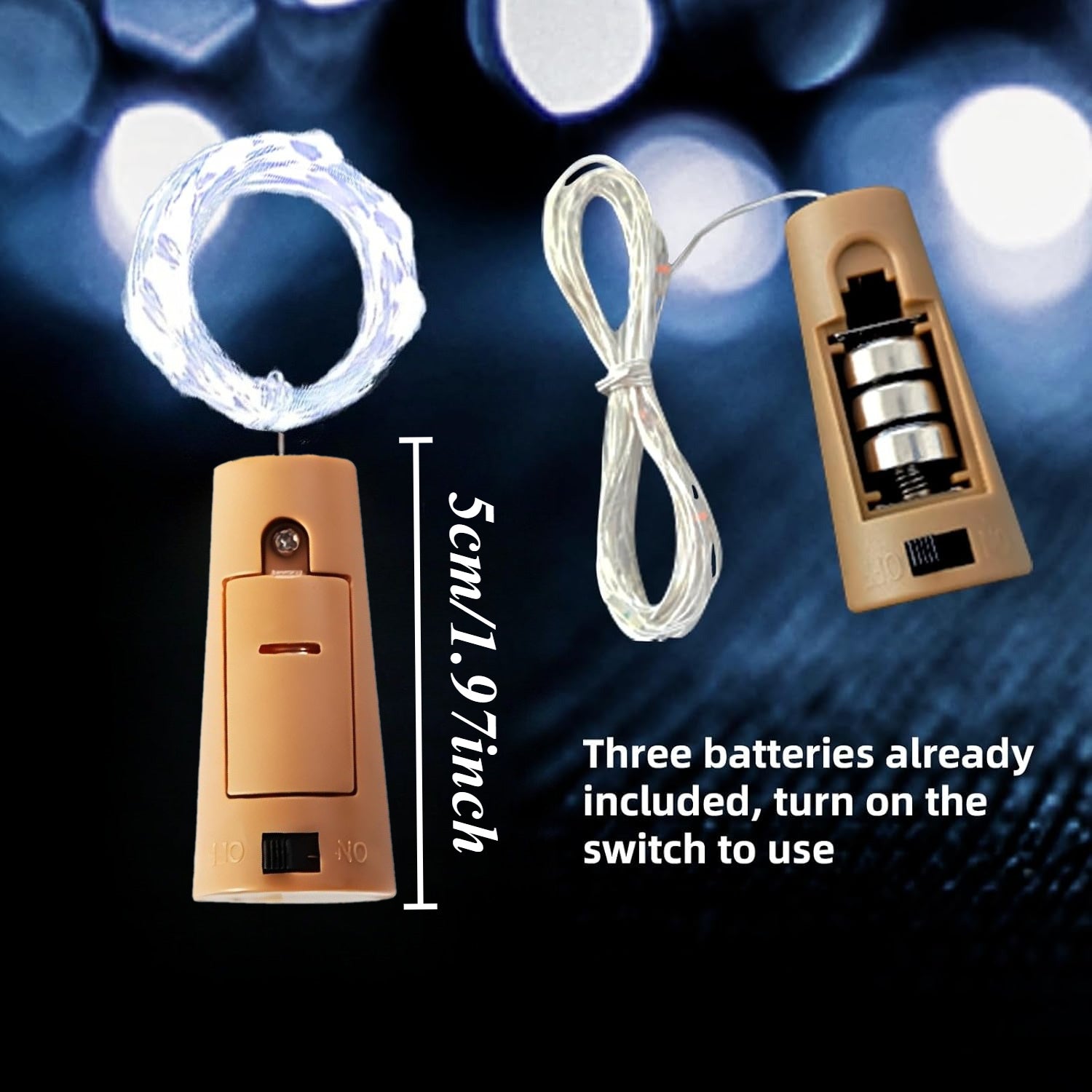 Luz LED para botella de vino - Luces de cuerda de hada de corcho LED de colores, control de botón alimentado por batería para Navidad, fiestas, bodas y decoración del hogar - Decoración interior de plástico, iluminación de festivales, atmósfera de fiesta