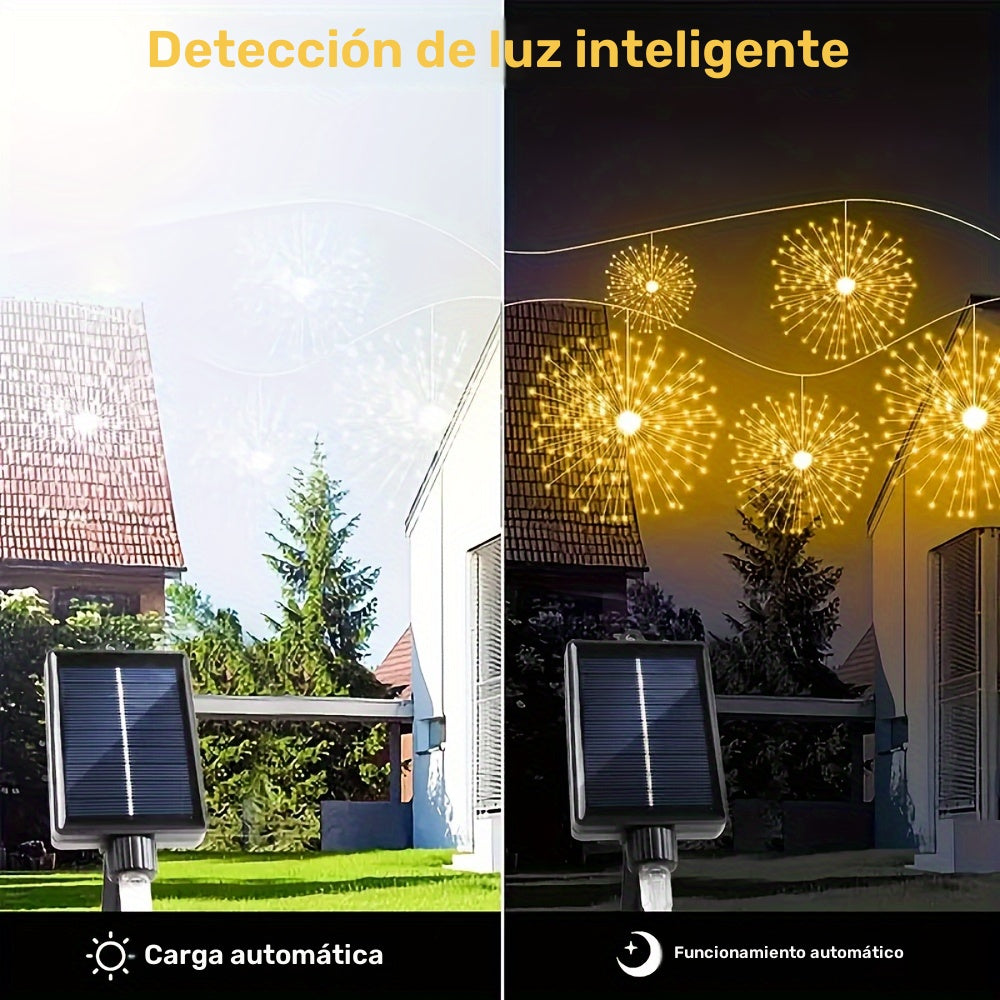 Conjunto de Luces LED Estelares con Energía Solar de 2/4 piezas, 240/480 LED Brillantes, 8 Modos de Iluminación, Blanco Cálido/Multicolor/Blanco - Ideal para Patio, Jardín, Sombrilla y Decoraciones Festivas