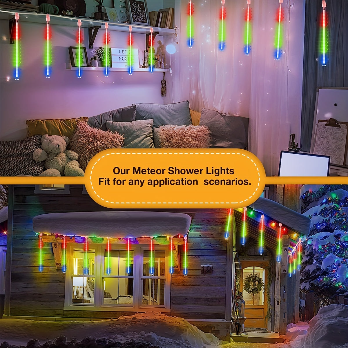 1 pieza de Luz Solar LED de Lluvia Meteórica, Luz para Jardín Exterior, 50.06cm/30.0cm con 8 Tubos para Patio, Paisaje, Barra, Tienda, Calle, Centro Comercial en Acción de Gracias, Navidad, Halloween, Boda, Decoración del Árbol de Navidad, Iluminación Ex