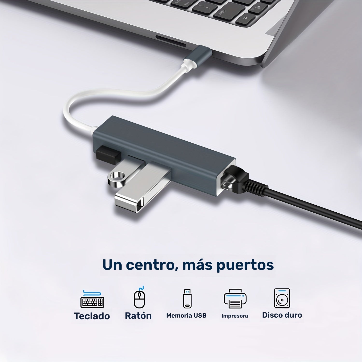 Adaptador USB C a Ethernet con concentrador USB 3.0 de 3 puertos, adaptador de red LAN Gigabit Ethernet RJ45 a USB-C/Thunderbolt 3 4 en 1, construcción de aleación de aluminio, compatible con MacBook Pro/Air, iPad Pro, Chromebook, XPS, Surface - Plug & P