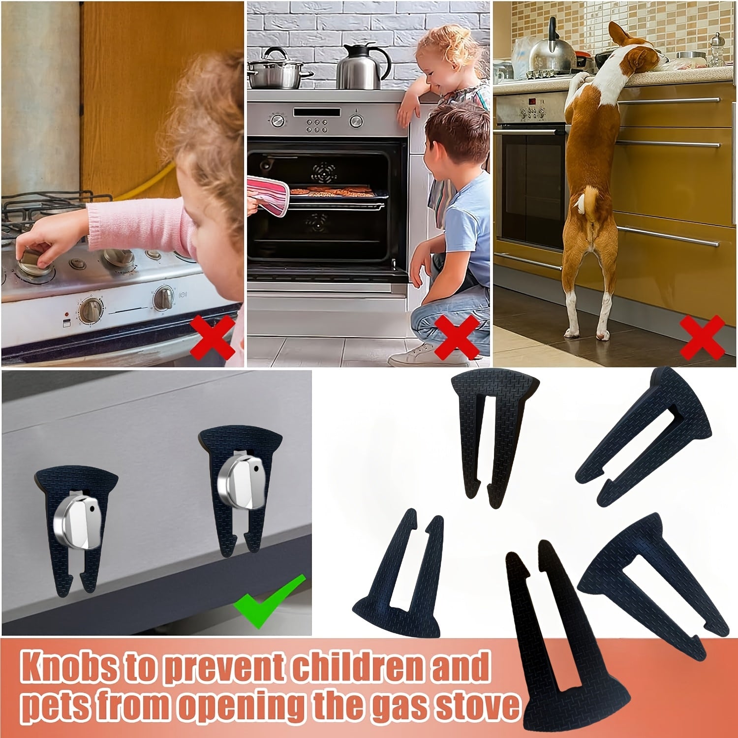 5 piezas de cerrojos para manijas de estufa, tapas de seguridad para manijas de gas para hornos, cerrojos de seguridad para estufas de cocina