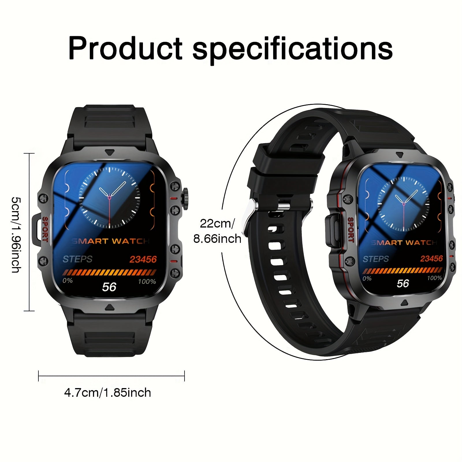 Reloj inteligente, pantalla táctil completa, llamadas inalámbricas, linterna LED, modos deportivos, pulsera y mensajes, pedometría, varios modos deportivos, para for iphone/Android, batería de litio recargable, conexión inalámbrica - Regalo ideal, compat