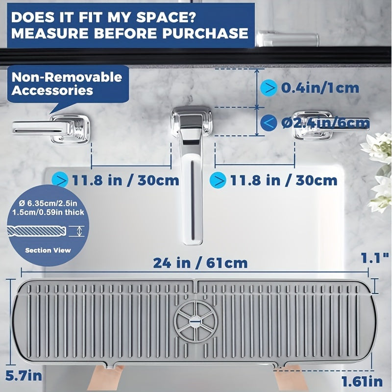 Alfombrilla de goteo para grifo de silicón, base grande para grifo, soporte para esponja de lavar platos, accesorio para fregadero de cocina, protector contra salpicaduras para mesón y baño