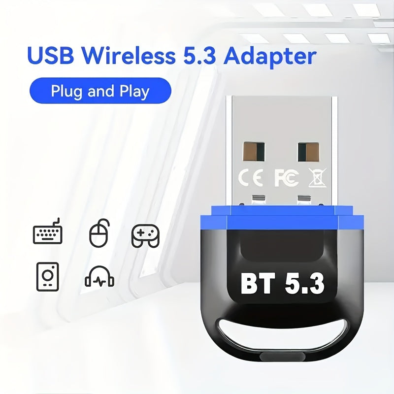 Adaptador de red USB BT5.3, receptor de ultralarga distancia con dongle USB, distancia máxima de 20m/787 pies (distancia abierta), adecuado para computadoras/auriculares/tarjetas de teclado/ratón/altafalantes y otros dispositivos, solo compatible con Win