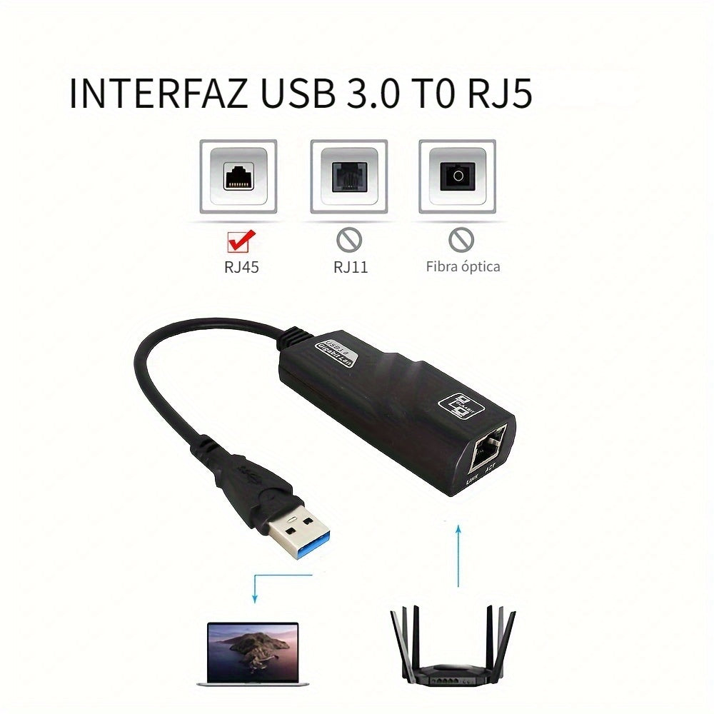 Adaptador de Ethernet USB 3.0 de 1000Mbps/100Mbps, tarjeta de red RJ45 para PC/Portátil, compatible con Smartthings, alimentado por USB, tensión de funcionamiento ≤36V