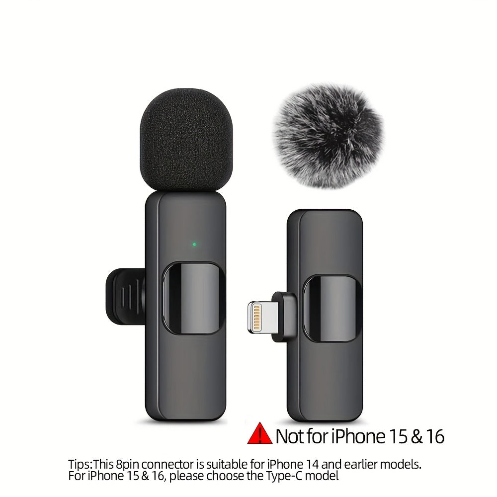 Micrófono de solapa inalámbrico Beekinn - Recargable USB-C, 2.4GHz, plug and play, para iPhone, iPad, Android, grabación de audio y video, transmisión en vivo, entrevistas