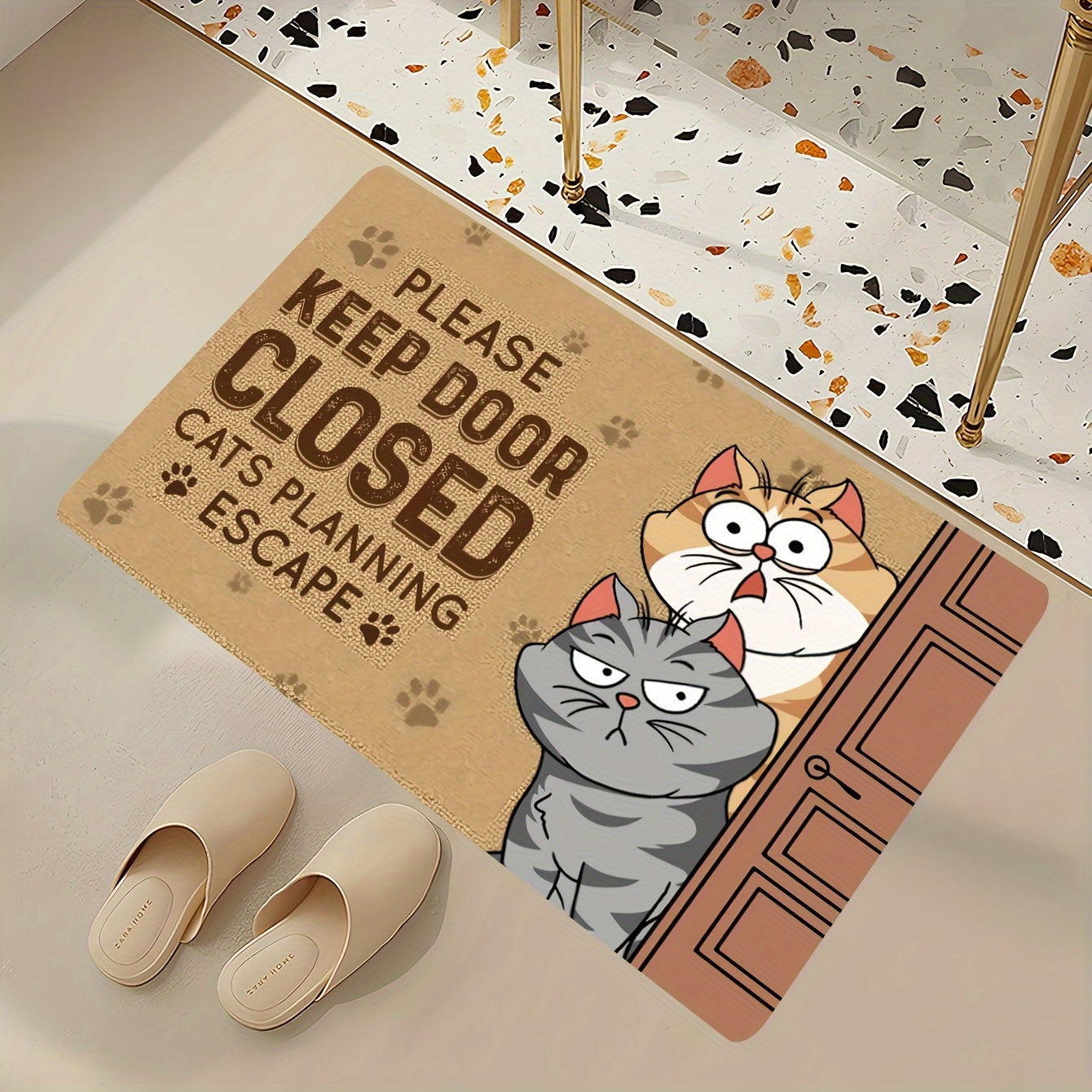 Alfombra de bienvenida para gatos, 1 pieza, para interiores, decoración del hogar, antideslizante, de poliéster, 1 cm de grosor, 800 g por metro cuadrado