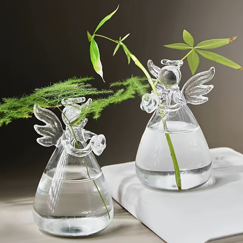 2/3/4 piezas, juego de jarrones de vidrio con diseño de ángel, contenedor de plantas de flores transparentes, jarrón colgante, decoración de hogar para bodas, jardín, adorno colgante de flores, poesía.