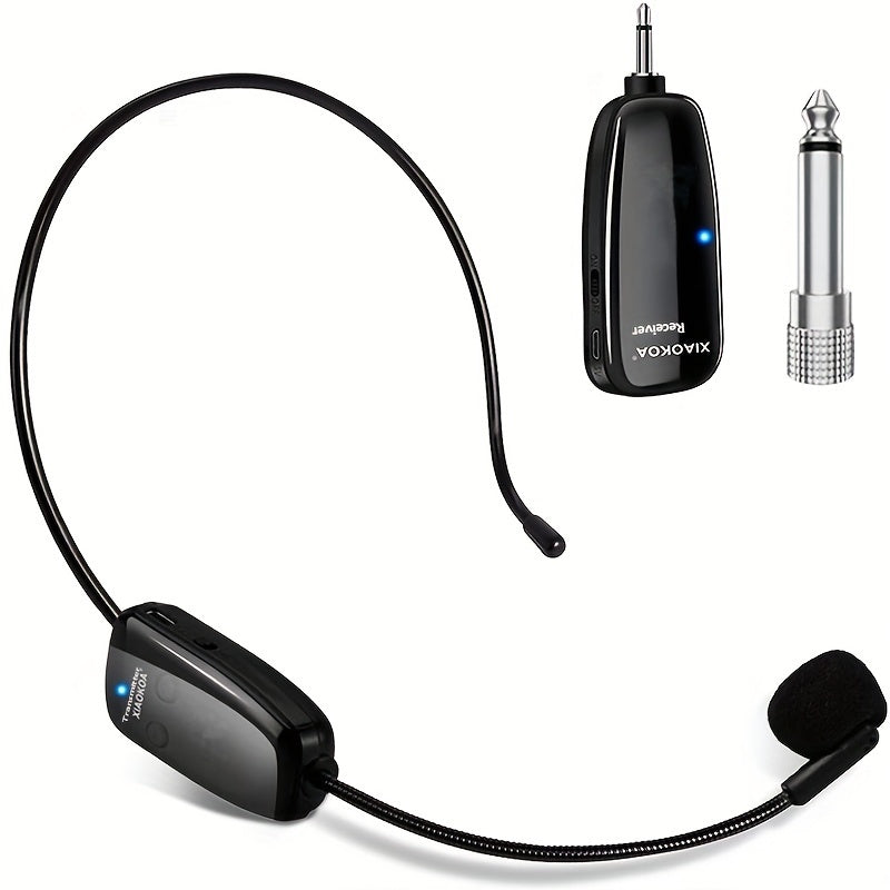 Auriculares con Micrófono Inalámbrico Recargable - Micrófono de Mano 2-en-1 con Receptor UHF para Sistemas de PA, Ideal para Discursos Públicos y Enseñanza, Carga USB Tipo-C