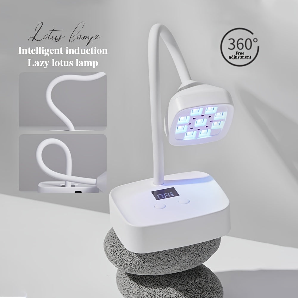 Linterna de Gel Recargable Inalámbrica - Temporizadores Dobles 30s/60s, Ángulo Ajustable 360° y Luces LED Azules para Uñas Rápidas, Portátil con Pantalla Digital USB, Linterna para Manicura en Casa o Salón, Cuerpo de Plástico Duradero