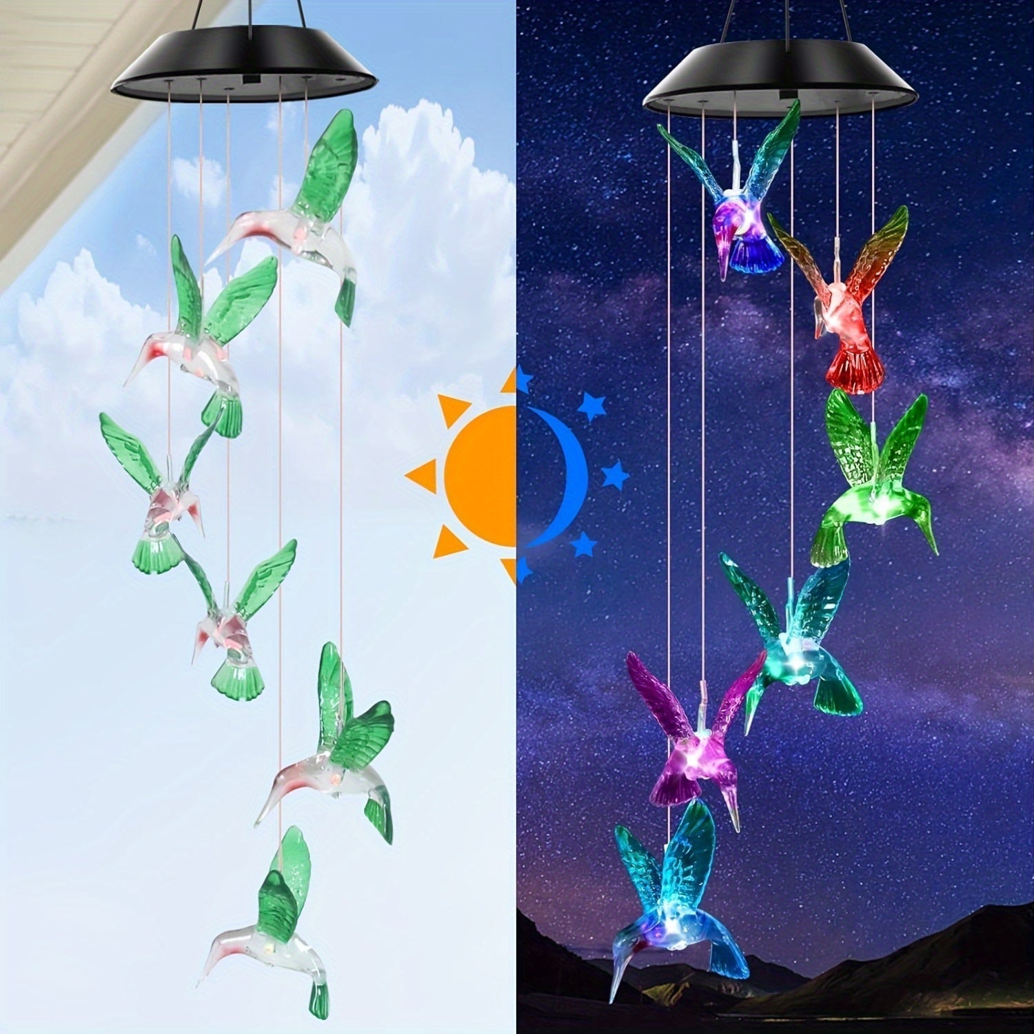Carillón de viento con colibrí solar, regalo para mamá y abuela, decoración para jardín, regalo de cumpleaños, decoración exterior, carillón conmemorativo
