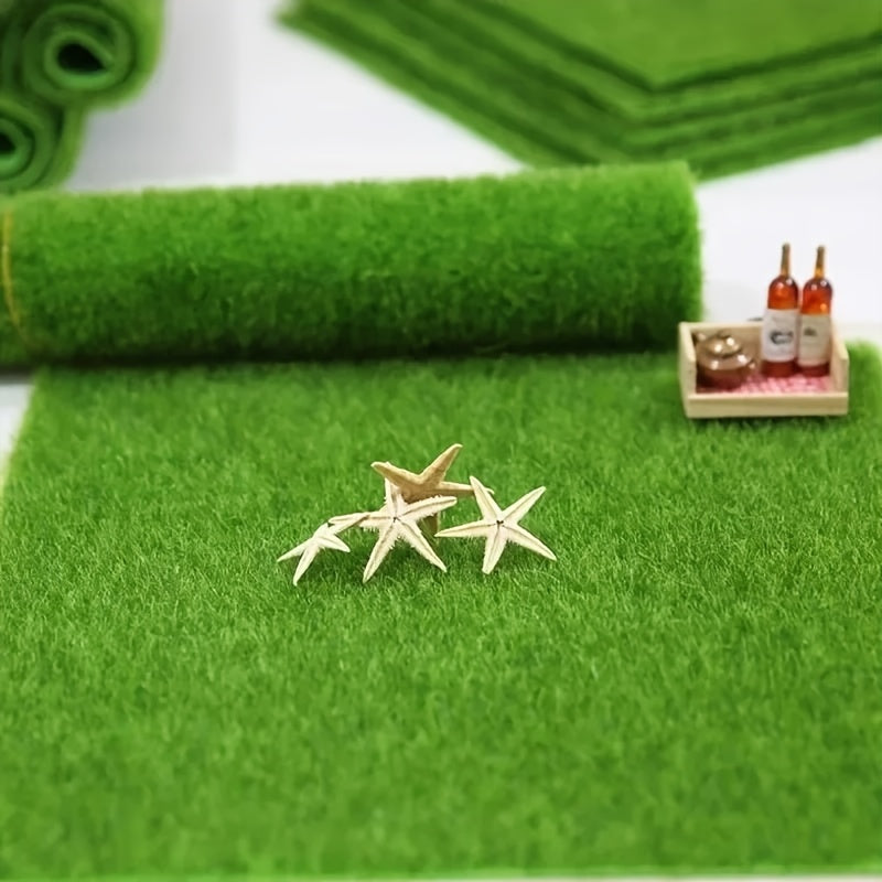 6 piezas de césped artificial verde de plástico, alfombra de césped DIY, no requiere electricidad, hecho de plástico, adecuado para decoración de suelo al aire libre en el jardín.