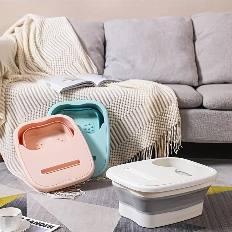 Balde Plegable para Baño de Pies - Diseño Ergonómico Portátil con Tapa, Plástico Duradero para Viajes y Hogar, Sin Necesidad de Electricidad, Material Fácil de Limpiar, Estilo Moderno para Cuidado Cómodo de los Pies, Accesorio Elegante para el Baño, Incl