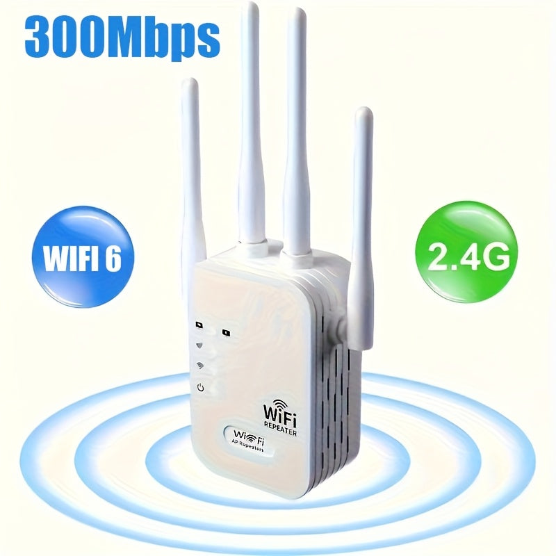 Amplificador de Señal WiFi sin varillas OURLIFE con Router Dual Mode, 300Mbps Velocidad WiFi, Gran Penetración y Cobertura Amplia, Seguridad WPS, Compatible con Smartphones, Tabletas, Laptops, TVs Inteligentes - Extensor de WiFi para Hogar/Oficina/Cafete