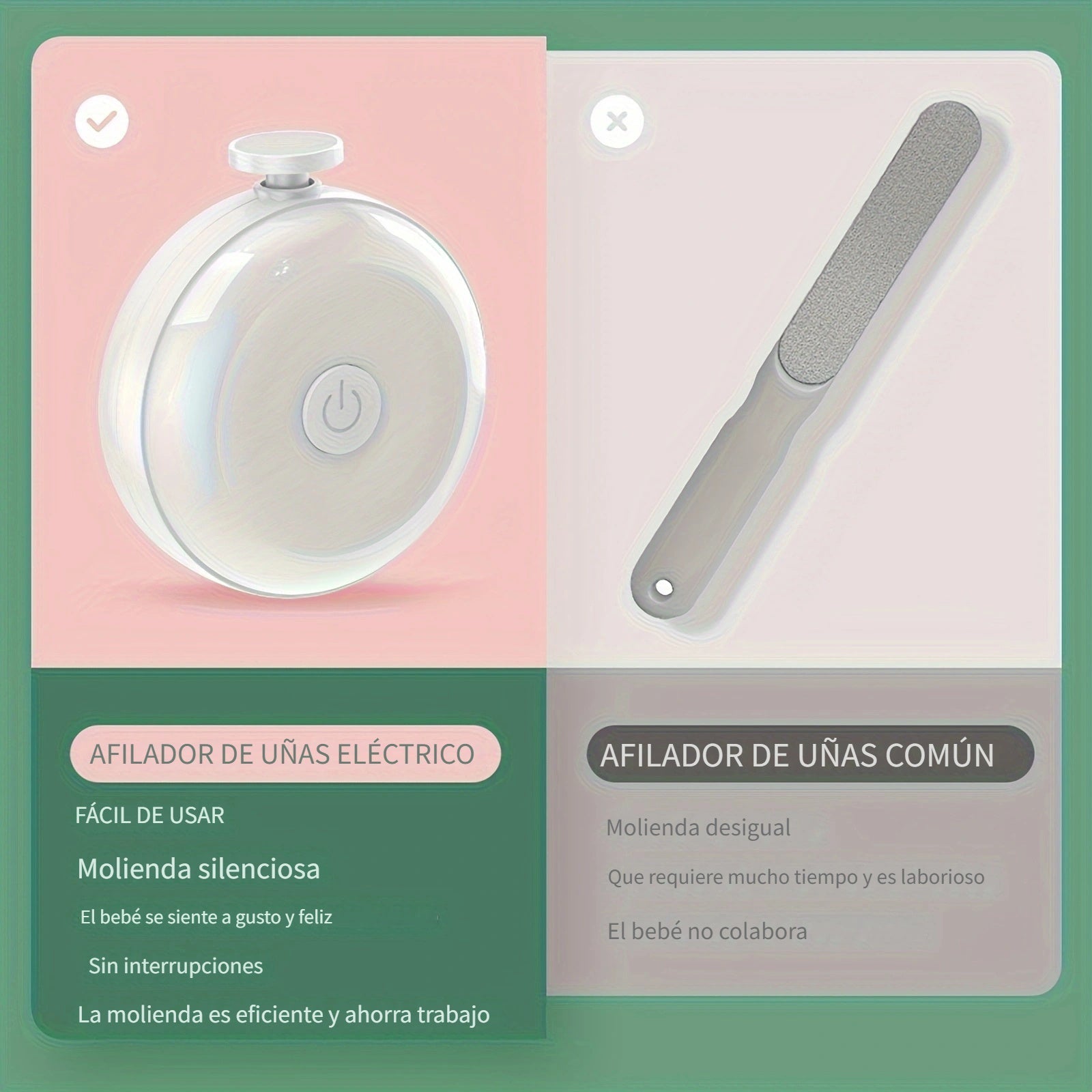 Cortador de uñas eléctrico > Juego de cortadores de uñas de seguridad con 3 cabezas de molienda reemplazables > 6 cabezas de molienda/bajo ruido/mano/diseño ergonómico/kit de belleza