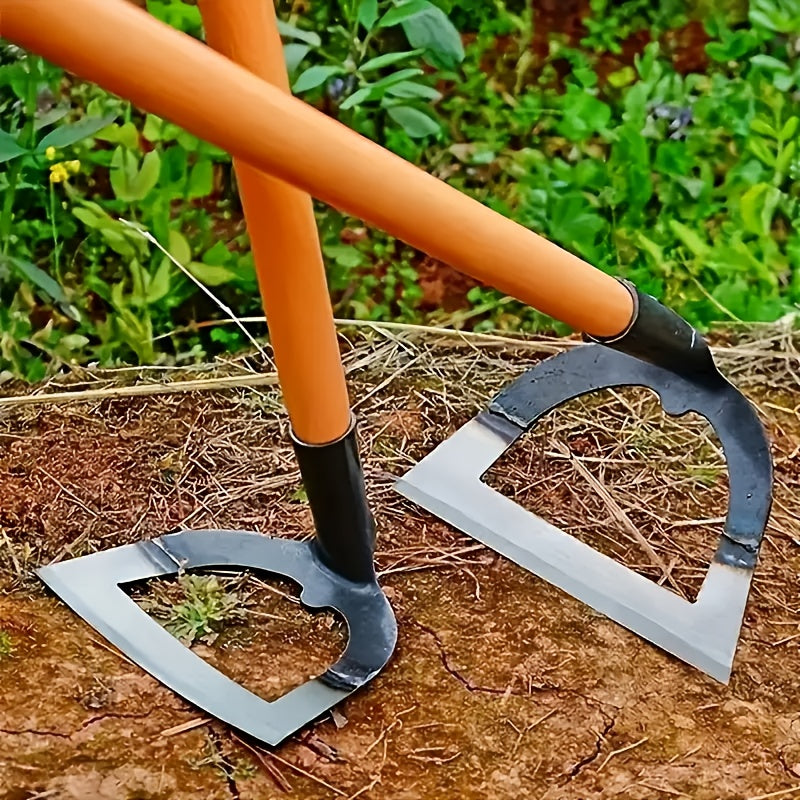 Azada de Acero al Manganeso Resistente, Herramienta Duradera para Desmalezar y Aflojar la Tierra con Fácilidad, Diseño Hueco en Forma de Corazón Afilado, Ideal para Jardinería, Plantación y Trasplante--Rastrillo Manual para Deshierbe, Pala de Jardín