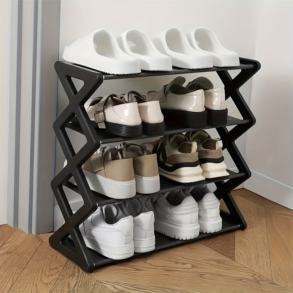 1 Juego de 4 Niveles de Estante de Zapatos Ahorrador de Espacio - Estante de Zapatos Duradero de PP, Fácil Montaje, con un Diseño Elegante y Sencillo, Adecuado para Vestíbulos y Dormitorios, Puede Albergar Zapatillas y Zapatos Casuales, Lavable a Mano