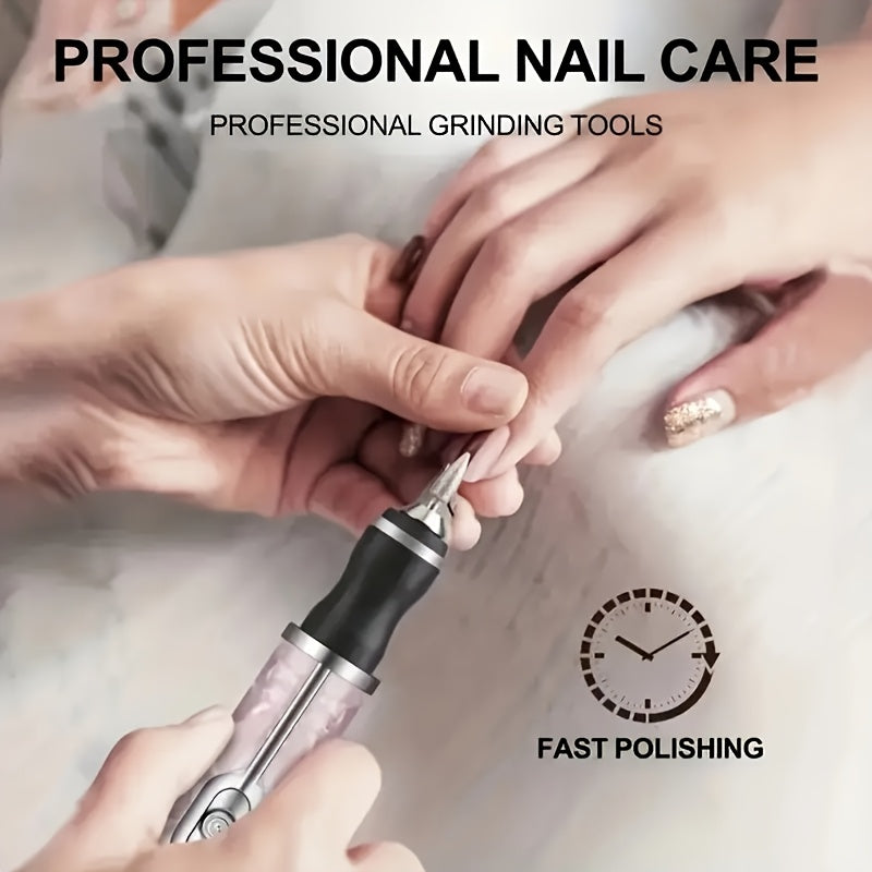 Kit de manicura y pedicura eléctrico portátil, incluye 12 limas de uñas y 6 correas de lijado, ajuste de velocidad inteligente de 4 velocidades, esencial para un aseo preciso.
