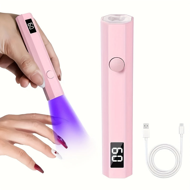 Lampara de uñas miniatura portátil recargable por USB - Diseño compacto y ligero, pantalla digital, compacta y viajera para manos y pies, cuidado de uñas de manos y pies, interfaz amigable, cuerpo de plástico duradero.