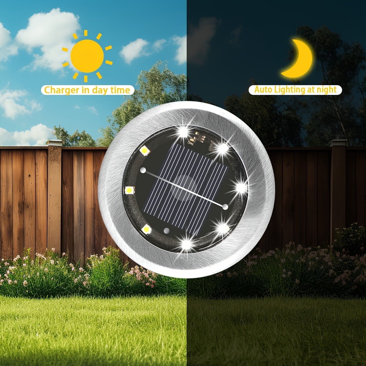 Pack de 8 Luces LED Solares para Exteriores, Ideales para Patio/Jardín/Senderos con Función Automática de Sensor de Brillo
