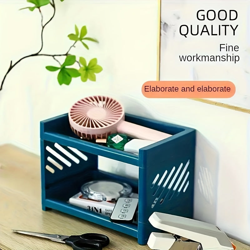 1 pieza de estante de almacenamiento de cosméticos de escritorio de doble capa, estante de exhibición para artículos varios en la mesa de comedor, organizador de especias de cocina y armario de utensilios de cocina.