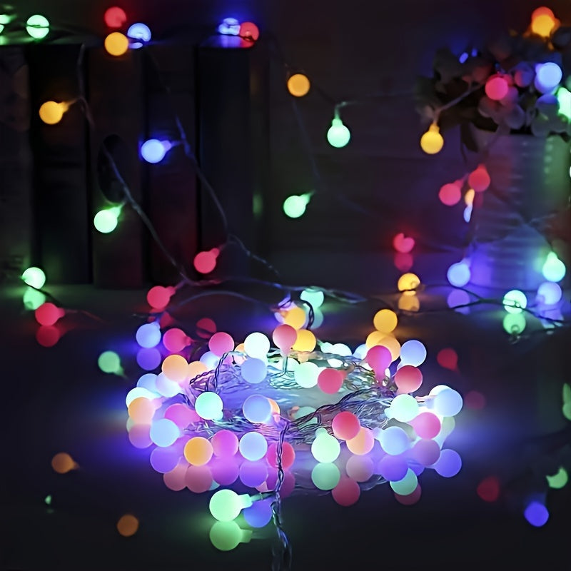 1pc Luces de Bola LED Escarchadas - Luces Navideñas Multicolores para Decoración del Hogar y Exteriores, Funcionan con Pilas AA, Ideales para Campamentos, Parques y Patios, Luces de Cadena para Exteriores