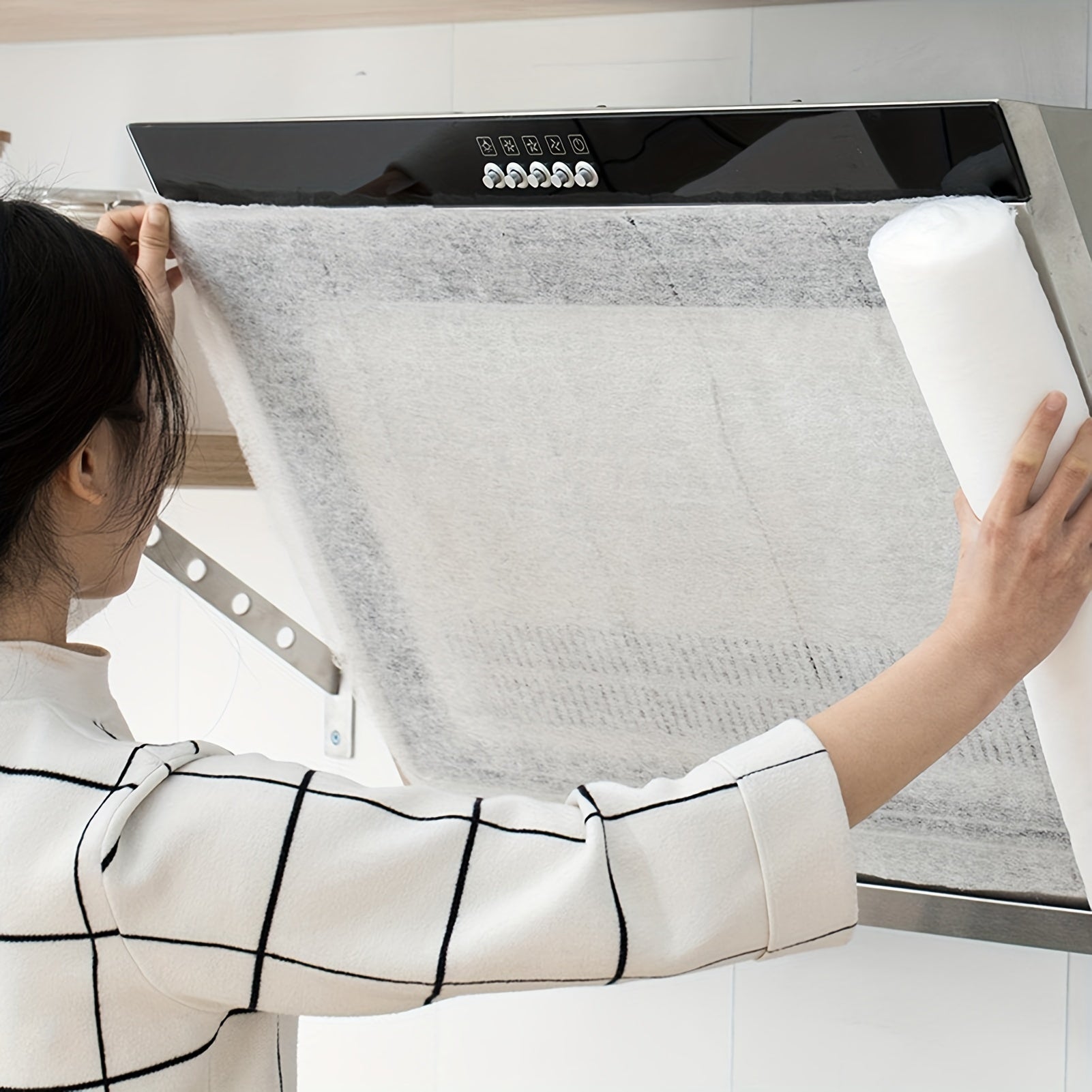 33ft Papel Absorbente para Campana Extractora - Filtro Resistente de Aceite y Humo para Cocina y Garaje, Diseño de Corte Fácil, 10m Largo, Ideal para Chefs Caseros y Mantenimiento de Electrodomésticos, Limpieza del Área de Cocina, Instalación Sencilla, M