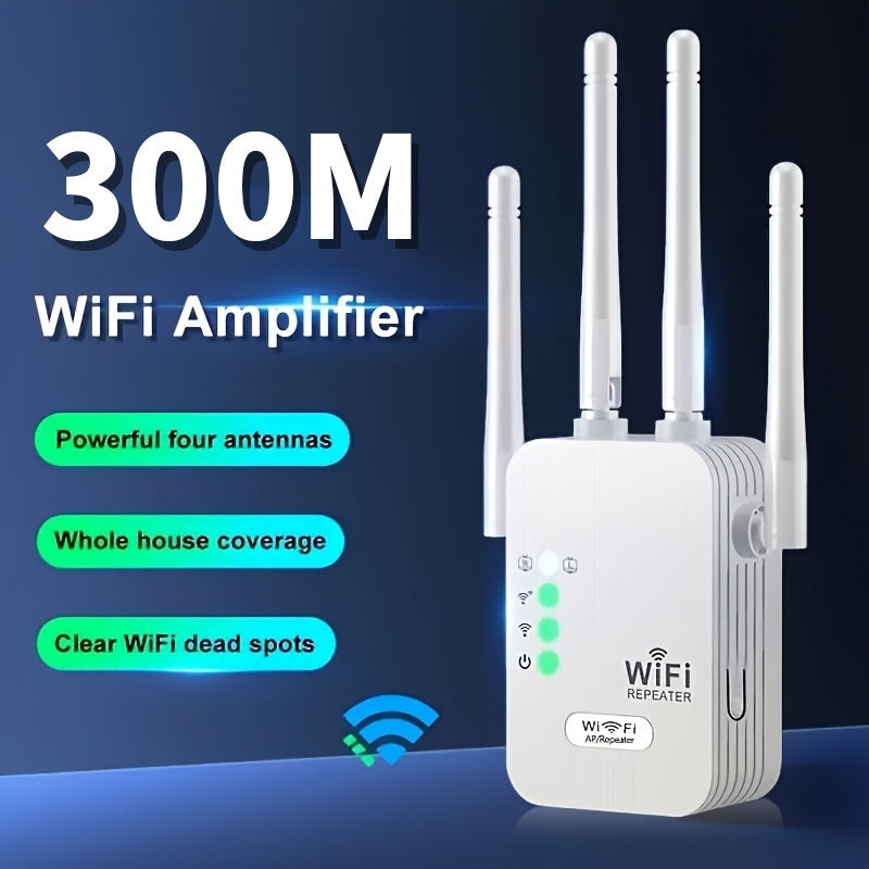 Amplificador de Señal WiFi OURLIFE con 4 Antenas, Amplificador sin varillas 2.4GHz para Hogar, Oficina y Cafetería - Elimina Zonas Muertas, Compatible con Smartphones, Tabletas y TVs Inteligentes - Enchufe US (110-130V), Mejora la Cobertura del Internet